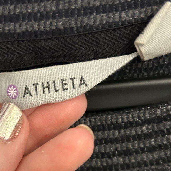 Athleta Gray Striped Nylon Blend Dress Size Small - Picture 5 of 12